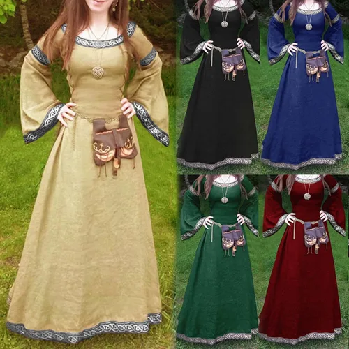 Vista 6 de Disfraz para mujer, estilo renacentista, vestido largo, vestido medieval, victoriano, irlandés