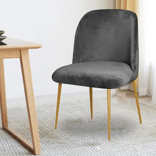Vista 5 de Funda para silla, funda elástica para silla sin brazos, de terciopelo, para comedor, comedor, comedor, funda protectora para silla de respaldo