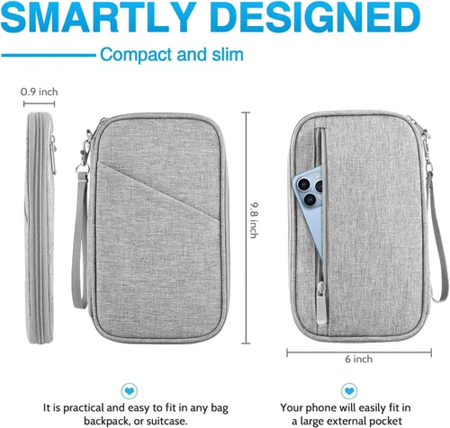 Vista 2 de Cartera para pasaporte familiar para mujer, con bloqueo Rfid para pasaporte, carteras de primera calidad esenciales de viaje, bolsa impermeable