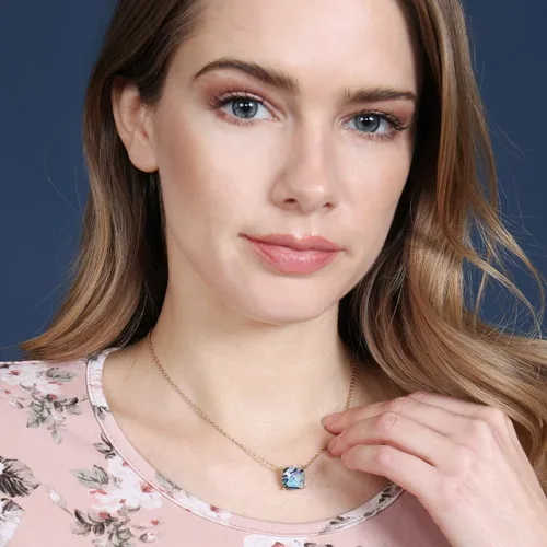 Vista 4 de RIAH FASHION Collar cuadrado con purpurina para mujer, diseño de confeti de lentejuelas pequeñas y brillantes, cadena delicada, borla larga