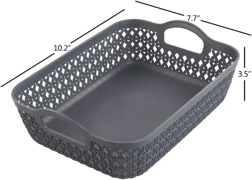 Vista 2 de Morcte Cesta de almacenamiento pequeña, cesta organizadora de malla de plástico (gris, juego de 6) Multi-Purpose, Nestable, Easy Carry, Storage