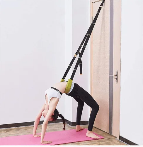 Vista 6 de Correa de estiramiento de yoga, fitness, correa de estiramiento de flexibilidad de puerta, mejora la flexibilidad de la pierna, cintura y espalda