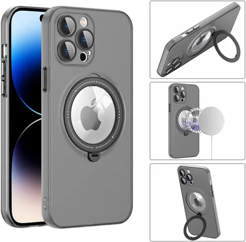 Vista 2 de Funda para iPhone 12 Pro Max, [compatible con Magsafe] con protector de lente de cámara y kiskstnad funda protectora ligera y translúcida mate
