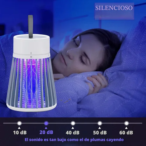Vista 5 de Exterminador de mosquitos, recargable con rejilla de seguridad para el hogar y campamento, diseño inalámbrico de carga USB, mata insectos con luz