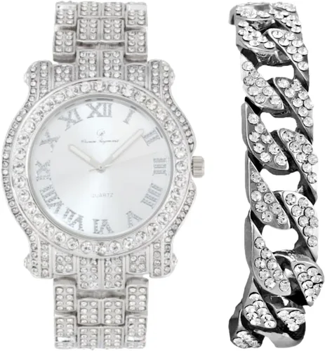 Vista 91 de Charles Raymond Bling-ed Out Ultimate Hip Hop Royalty Reloj para hombre con número romano de fácil lectura o indicadores de tiempo de diamantes
