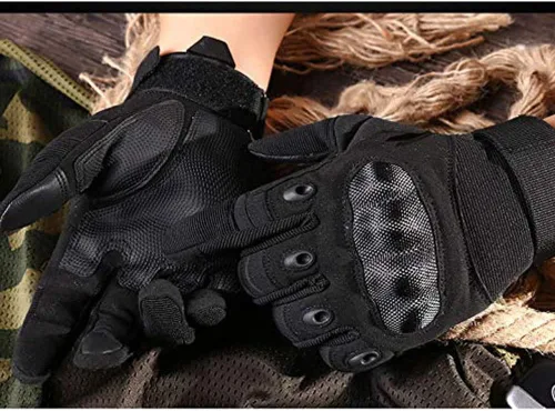 Vista 5 de REEBOW GEAR Guantes tácticos para motocicletas, guantes de dedo completo, color negro