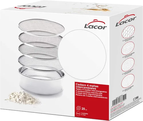 Vista 5 de LACOR 4 tamices de malla intercambiables 7.9 in, acero inoxidable, plata