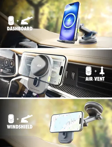Vista 8 de Bracketron MagAlign 15W MagSafe - Soporte para cargador de automóvil, ventilación/parabrisas/tablero 15W MagSafe wireless charging phone holder