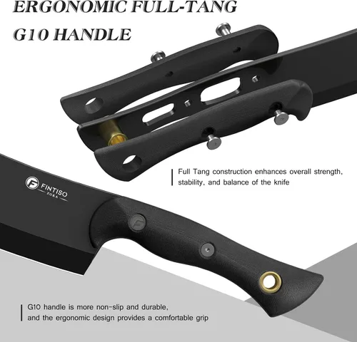 Vista 4 de Cuchillo de carnicero de 5.5 pulgadas, cuchillo de chef y cuchilla de carnicero 2 en 1 con funda, cuchillos de cocina multiusos con mango G10