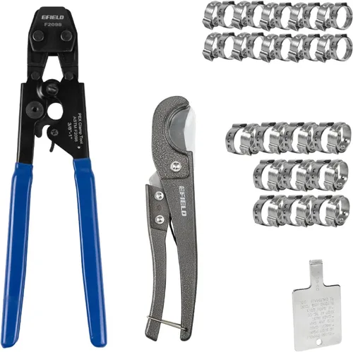 Vista 8 de EFIELD Herramienta de pinza de crimpado Pex para 3/8 pulgadas con calibre Go/No-Go - Abrazaderas de acero inoxidable de 1 pulgada cumplen
