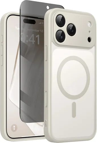 Vista 28 de GolbinBox - Funda magnética para iPhone 13 Pro Max, compatible con MagSafe, protección de cámara, protector de privacidad, funda translúcida mate, a