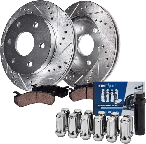 Vista 189 de Detroit Axle - Rotores de freno para Ford 2013-2019 Explorer Taurus Flex Lincoln MKT MKS, rotores de freno de disco ranurados perforados de repuesto