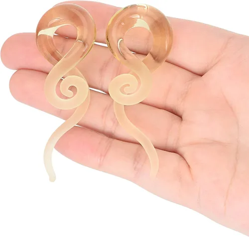 Vista 6 de Stuppendux 2 unidades de cristal cónicos coloridos para los túneles de oído, tapones para gagues, ensanchadores para mujeres y hombres