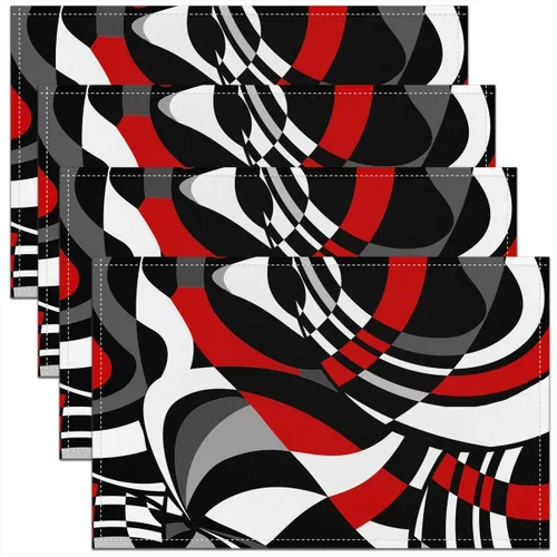 Vista 23 de Modern Circles - Juego de 4 manteles individuales de 12 x 18 pulgadas, patrón geométrico abstracto, decorativo, para niños, adolescentes y adultos
