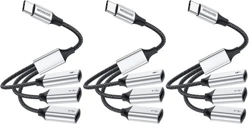 Vista 8 de MOGOOD - Divisor USB C de 1 en 2 salidas con alimentación (no para monitor) Tipo C Hub USB C Y Splitter Datos y carga para Steam Deck,MacBook iPad