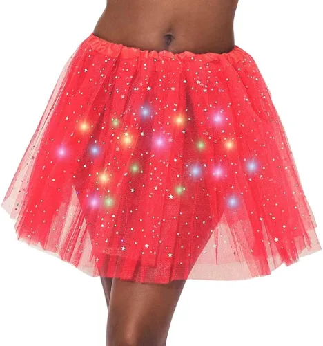 Vista 3 de DRESBE Falda LED para mujer, tutú iluminado, falda de tul brillante, para baile, fiesta, rave, festival, ropa de Halloween
