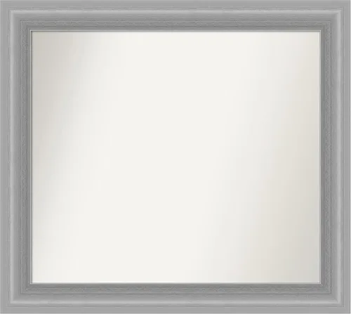 Vista 255 de Amanti Art Espejo de baño plateado para sobre el fregadero, 24 x 24 pulgadas, espejo cuadrado de peltre forjado a medida, marco de madera casual