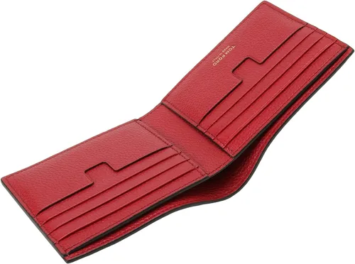 Vista 5 de Tom Ford TWO-TONE T LINE CLASSIC BIFOLD WALLET Bi-Color Wallet (No Coin Purse), BlackDark Red