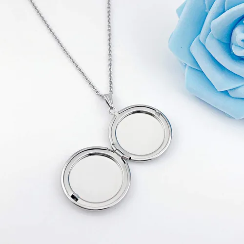 Vista 7 de Collar redondo con medallón que sostiene imágenes de forma de corazón, medallones en forma de círculo, regalo para joyas de niña, Esmalte