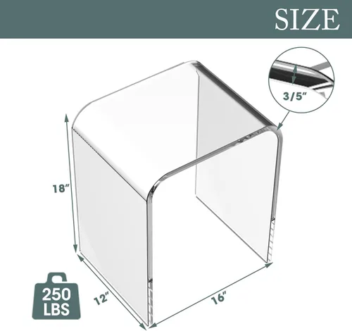 Vista 3 de FansaFurn Mesa auxiliar acrílica, mesa auxiliar transparente con bordes de cascada, mesita de noche acrílica para sala de estar, espacios pequeños
