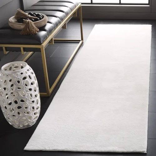 Vista 10 de SAFAVIEH Alfombra lavable, colección de pelo sintético de conejo, 4 x 6 pies, color plateado, antideslizante y fácil de limpiar, pelo grueso ultra