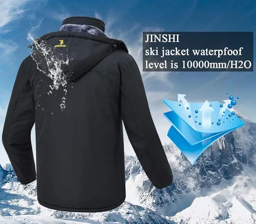 Vista 6 de JINSHI - Chaqueta de esquí para hombre, tejido polar, impermeable, rompevientos