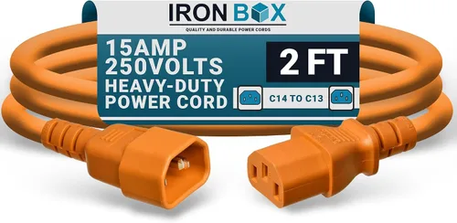 Vista 29 de IronBox Electric - Cable de Alimentación C14 a C13 de Servicio Pesado, 15A, 250V, Cable de Extensión para Computadora 14/3 AWG - Cables
