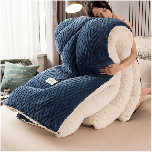 Vista 2 de Manta cálida de cachemira de cordero – Colcha pesada para invierno, tamaño de cama doble, 59.1 x 78.7 in (7.7 lbs)