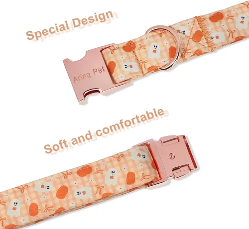 Vista 81 de Aring Pet Collar de algodón, ligero y ajustable, con hebilla de liberación rápida, para perros pequeños, medianos y grandes, para cachorros, S, Hoja