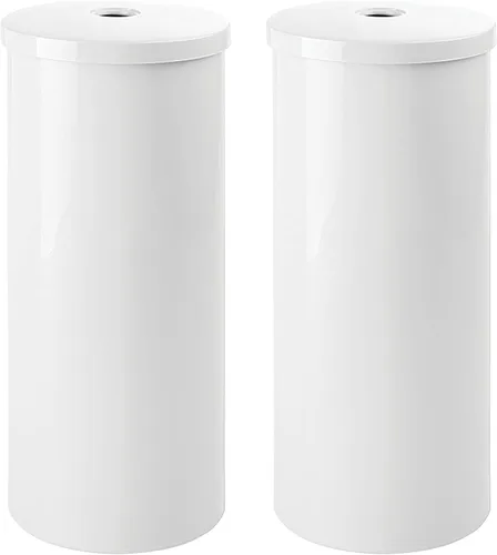 Vista 8 de mDesign - Organizador de papel higiénico de pie para piso con cubierta, almacenamiento de 3 rollos de papel de seda para ahorrar espacio para baño