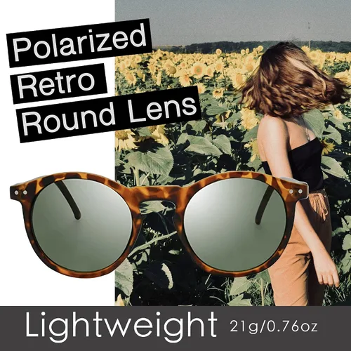 Vista 3 de Gafas de sol polarizadas para mujer Vintage Retro Round Lens - Paquete de caja de almohada