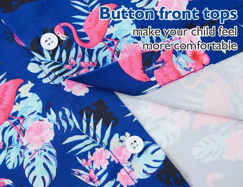 Vista 5 de Camisa hawaiana para niños, manga corta, tropical, linda, casual, con botones, para jóvenes, niños, verano, playa
