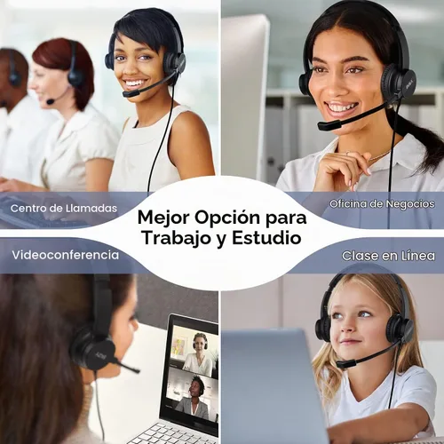 Vista 9 de EKSA Auriculares con micrófono para PC, auriculares de computadora con cable de 0.138 in con controles de volumen y silencio de micrófono