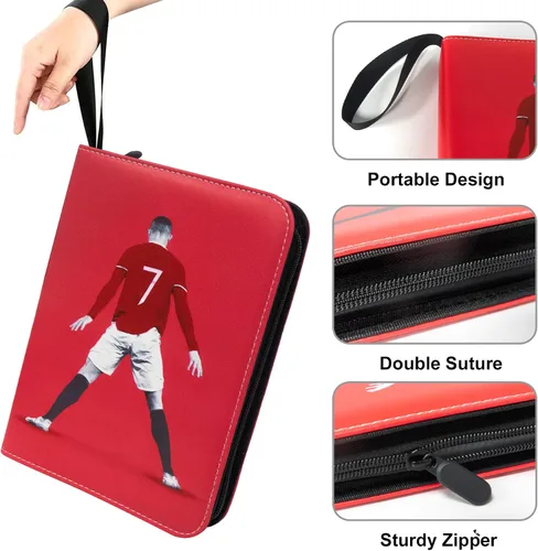 Vista 4 de Carpeta de Tarjetas de Fútbol 400 Bolsillos para Coleccionistas de Tarjetas de Intercambio de Fútbol, Libro de Almacenamiento de Tarjetas Portátil e