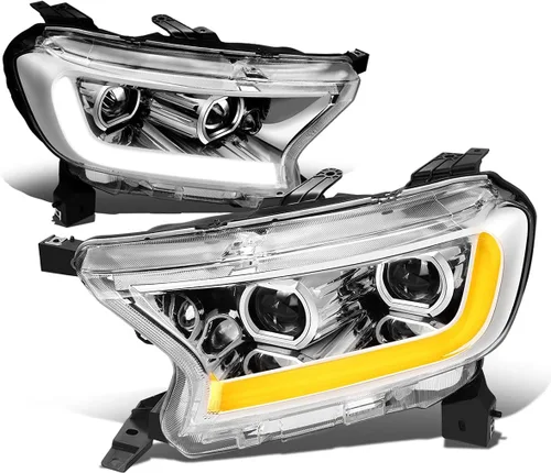 Vista 8 de Auto Dynasty Conjunto de faros LED DRL compatible con Ford Ranger XL XLT 2019 2020 2021 2022, faros delanteros de doble proyector con señal de giro