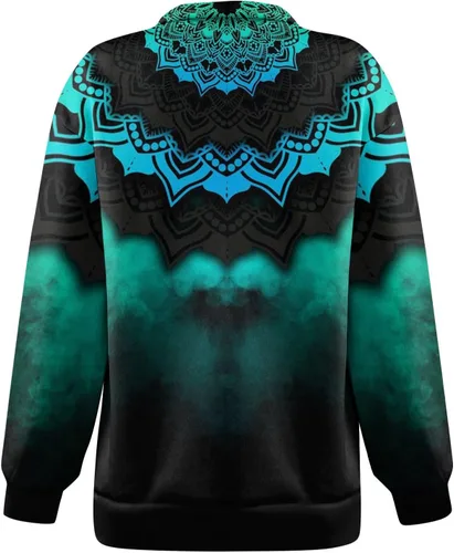 Vista 2 de Sudadera con capucha para mujer, de manga larga, con cremallera, holgada, casual, de gran tamaño, túnica casual con estampado de otoño