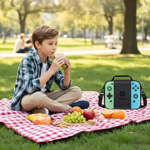 Vista 5 de Lonchera aislada para niños y niñas, bolsa de almuerzo para la escuela, trabajo, oficina, viajes, picnic, senderismo, playa, lonchera portátil