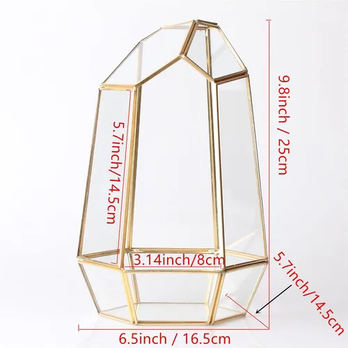 Vista 2 de Terrario geométrico alto de vidrio, para suculentas, Moderno, Transparente Irregular Terrarium Planter - Home Fairy Garden Small Decorative