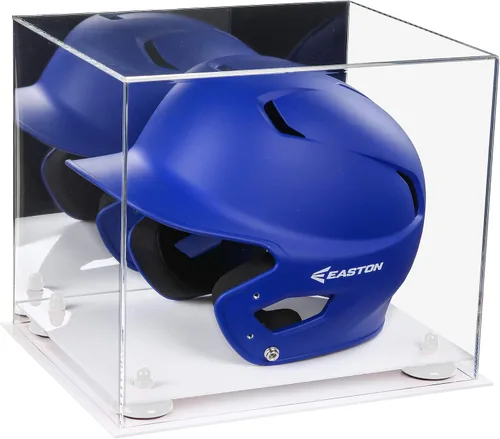 Vista 84 de Better Display Cases Vitrina acrílica para casco de bateo de béisbol con espejo, elevadores rosados, montaje en pared y base de espejo (V22/A012)