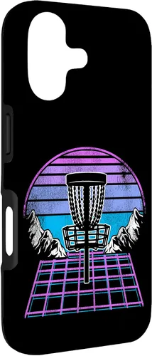 Vista 3 de Disc Golf Basket 90s Synthwave Sunset Retrowave Frisbee Golf Case for iPhone 17