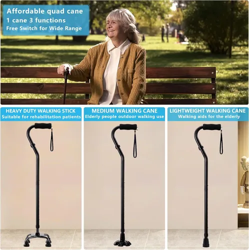 Vista 2 de LIXIANG Bastones para Caminar que Estabilizan Mujeres Bastones Cuádruples para Personas Mayores y Adultos Plegables Ajustables para Hombres