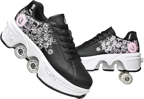Vista 27 de Rueda de deformación de doble hilera Zapatos para caminar automáticos Deformación invisible Patín de ruedas 2 en 1 Patines de polea extraíble