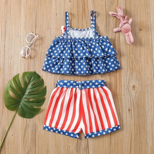 Vista 4 de TBUIALL Toddler Girl Halloween Clothes Set Toddler Kids Girls 4 Of July Words Tassel Sleeveless Sweats for Teen Girls