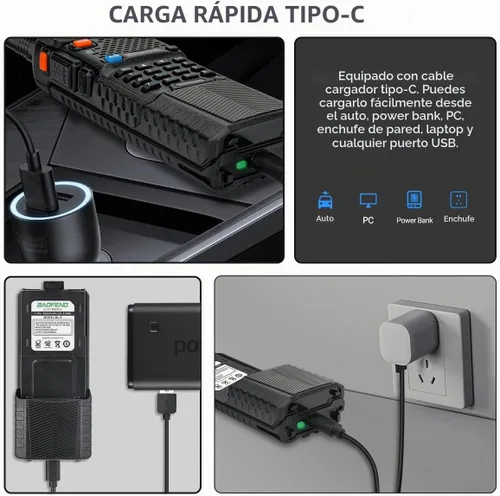 Vista 3 de BAOFENG Batería UV-5R BL-5 3800mAh USB-C de carga extendida de alta capacidad para radios UV5R BF-F8HP serie UV-5R con cable de carga tipo C