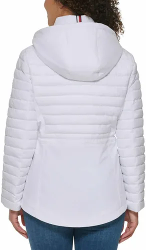 Vista 4 de Tommy Hilfiger Chaqueta elástica ligera con capucha y cordón para mujer