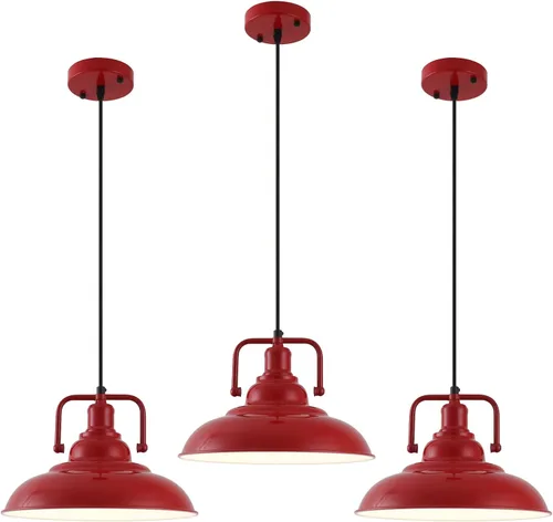 Vista 22 de Paquete de 1 lámpara colgante negra de 12.5 pulgadas, lámpara colgante de granja, iluminación colgante industrial, luces colgantes de cocina, luces