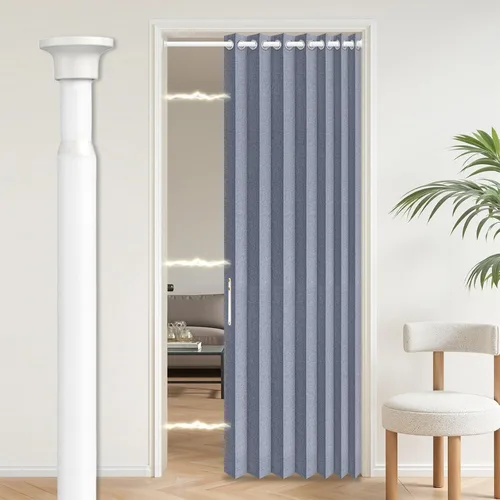 Vista 57 de AJAZZ Cortina de puerta magnética 100% opaca de acordeón para armario, cortina invisible para puerta interior de dormitorio, sala de estar, pasillo