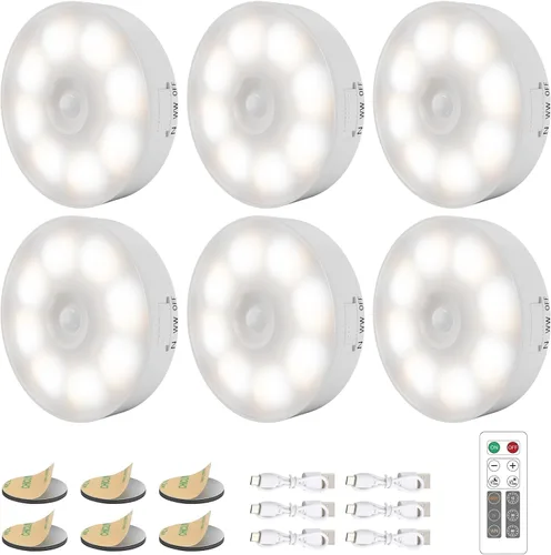 Vista 8 de Luces para debajo del gabinete, paquete de 3 luces recargables con sensor