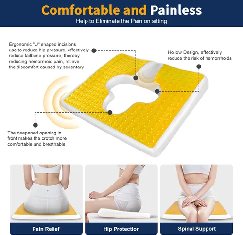 Vista 3 de Cojines para úlceras de cama para glúteos, almohada de alivio de presión de fibra para respirar libremente, diseño de pendiente triangular