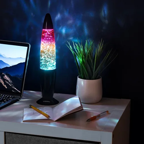 Vista 5 de Playlearn - Lámpara de purpurina de 13.5 pulgadas, USB, cristal, lámpara de noche con purpurina